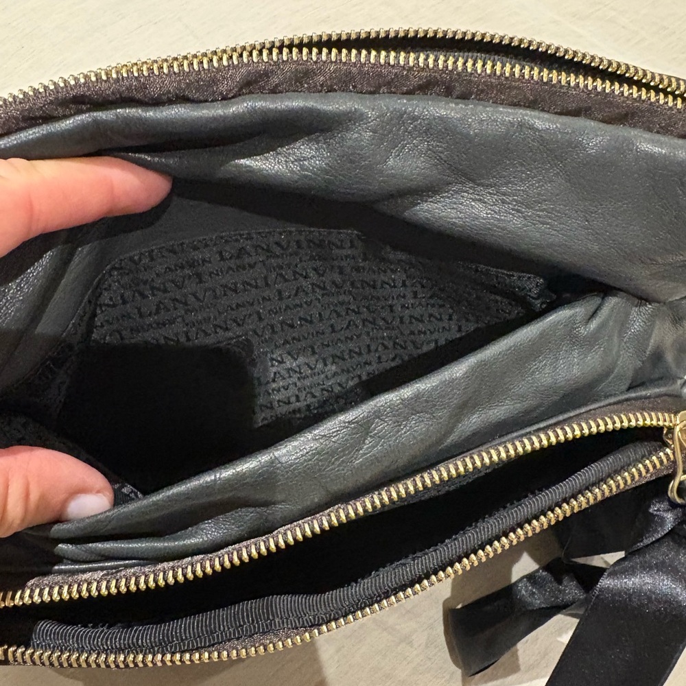 LANVIN calf leather charcoal grey clutch - Picture 6 of 11